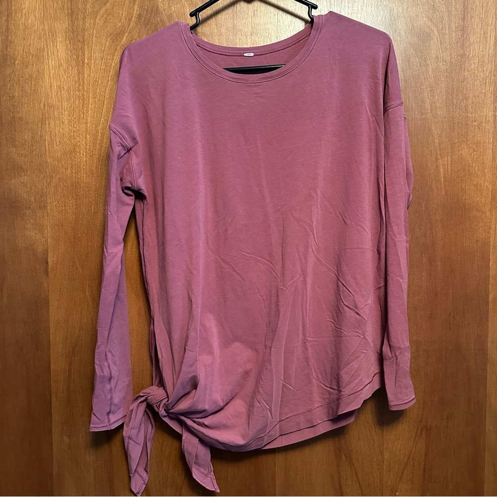 Lululemon Long Sleeve Shirt To The Point Side Tie Pink 8